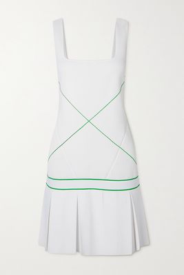 Bottega Veneta - Pleated Embroidered Knitted Mini Dress - White