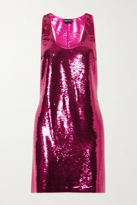 TOM FORD - Silk-trimmed Sequined Stretch-jersey Mini Dress - Pink