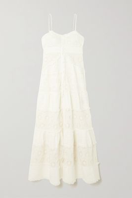 Isabel Marant - Drake Ruffled Lace-trimmed Broderie Anglaise Cotton And Silk-blend Maxi Dress - White