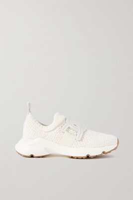 Tod's - Sportivo Run Leather-trimmed Knitted Slip-on Sneakers - Ivory