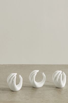 Anissa Kermiche - Hands Set Of Three Earthenware Napkin Rings - White