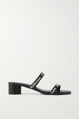 Balenciaga - Logo-print Leather Sandals - Black