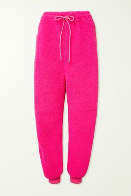 Loewe - Neon Leather-trimmed Fleece Tapered Track Pants - Pink