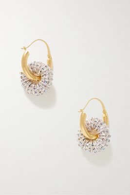PEARL OCTOPUSS.Y - Les Grand Recycled Silver And Gold-plated Crystal Hoop Earrings - one size