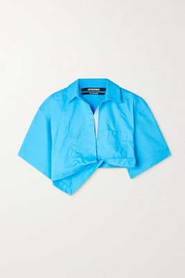 Jacquemus - Capri Asymmetric Cropped Cotton-poplin Shirt - Blue