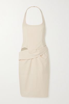 Jacquemus - Hielo Cutout Draped Wool-blend Halterneck Mini Dress - Off-white