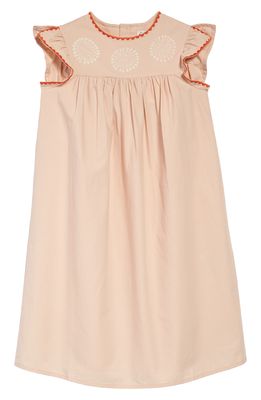 Bonpoint Kids' Angie Floral Embroidered Cotton Dress in Nude