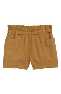 Bonpoint Kids' Nougat Paperbag Waist Cotton Shorts in 067A Caramel