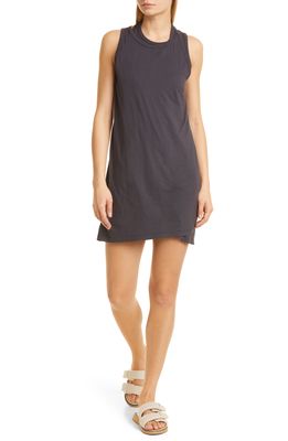 Monrow Double Layer Racer Tank Shift Dress in Faded Black