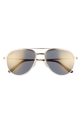 Cartier 58mm Polarized Aviator Sunglasses in Gold/Grey