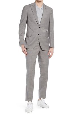TED BAKER LONDON Jay Slim Fit Plaid Wool Suit in Light Grey