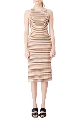Bardot Semra Stripe Knit Midi Dress in Tan Stripe