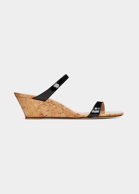 Aleena Patent Two Band Wedge Sandals