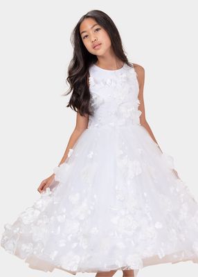 Girl's Eliana Floral Tulle Dress, Size 4-12