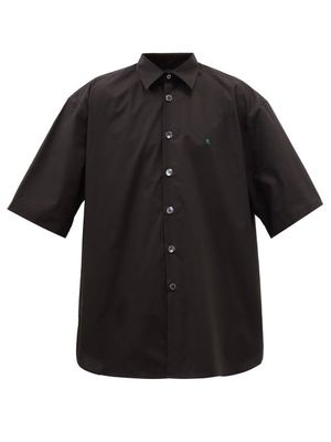 Raf Simons - Grimcrawler-embroidered Cotton Short-sleeved Shirt - Mens - Black