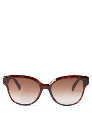 Celine Eyewear - Triomphe-logo Oversized Round Acetate Sunglasses - Womens - Dark Brown