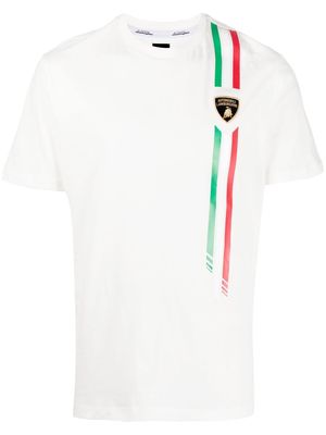 Automobili Lamborghini logo-stripe T-shirt - White