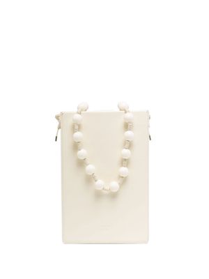 Low Classic beaded top handle leather shoulder bag - White