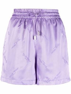 Gcds logo-print satin-finish shorts - Purple