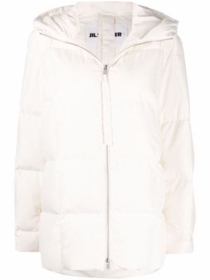 Jil Sander quilted feather down coat - White