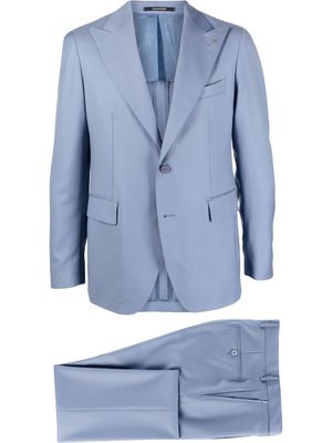 Tagliatore virgin wool peak single breasted suit - Blue