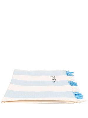 MC2 Saint Barth Kids vertical-striped beach towel with fringe - Neutrals