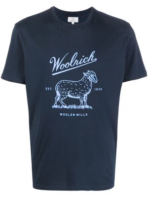 Woolrich logo-sketch print T-shirt - Blue
