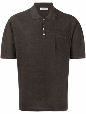 There Was One fine knitted polo shirt - Brown