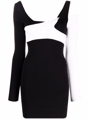 Gcds colour-block fitted long-sleeve mini dress - Black