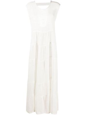 MAURIZIO MYKONOS sleeveless flared maxi dress - White