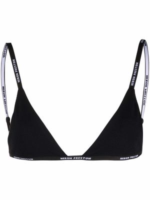 Heron Preston logo-intarsia triangle bikini top - Black