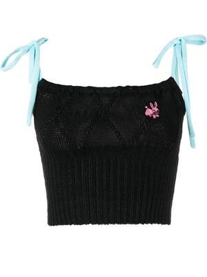 CORMIO Clio floral-embroidered cropped top - Black