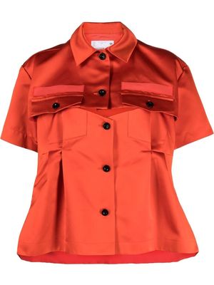 sacai cut-out detail short-sleeved shirt - Orange