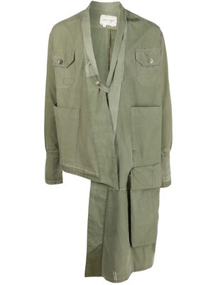 Greg Lauren asymmetric draped coat - Green