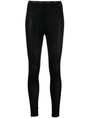 Yohji Yamamoto logo waistband cotton leggings - Black