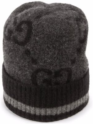 Gucci intarsia-knit logo beanie - Grey