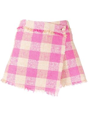 MSGM gingham-print wrap-front shorts - Pink