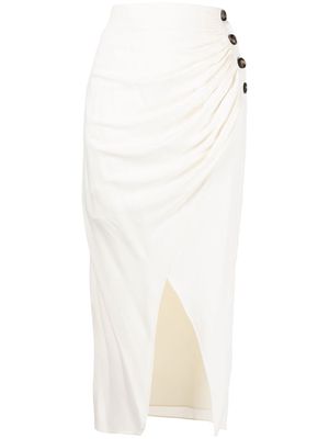 Self-Portrait side button-fastening skirt - White