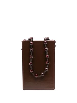 Low Classic beaded top handle leather shoulder bag - Brown