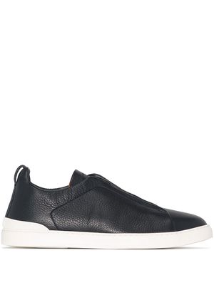 Zegna pebbled leather slip-on sneakers - Blue