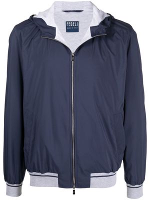 Fedeli zip-up hooded jacket - Blue