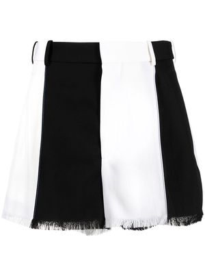 Marni two-tone frayed wool shorts - White