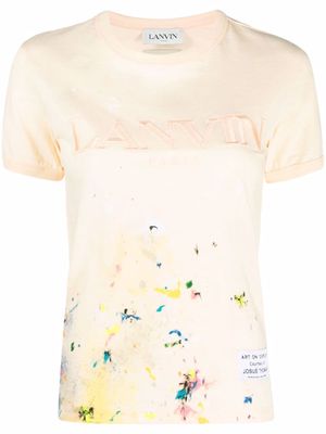 LANVIN logo-embroidered cotton T-shirt - Neutrals