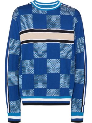 Ahluwalia Checkerboard crew neck jumper - Blue