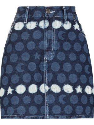 Charles Jeffrey Loverboy Runes graphic-print denim skirt - Blue