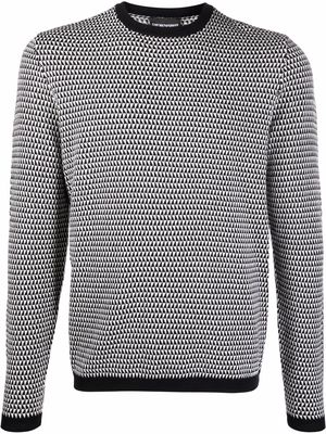 Emporio Armani geometric-knit virgin wool jumper - Black