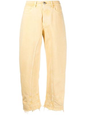 Jil Sander frayed-hem cropped jeans - Yellow