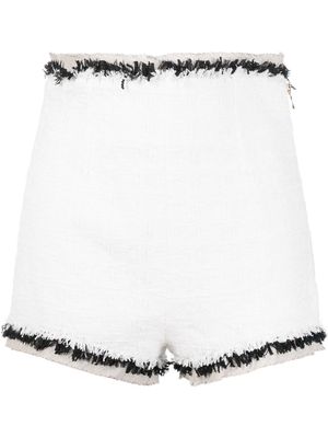 Balmain textured contrast-trim raw-edge shorts - White