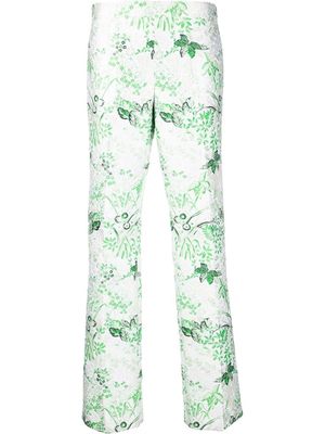 Giambattista Valli leaf-jacquard straight trousers - White
