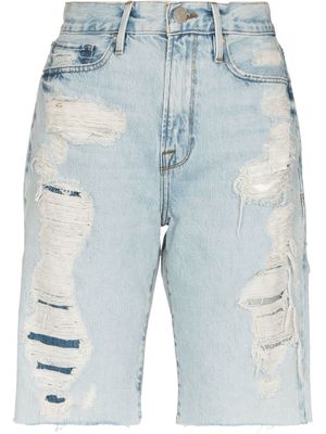 FRAME Le Vintage distressed bermuda shorts - Blue